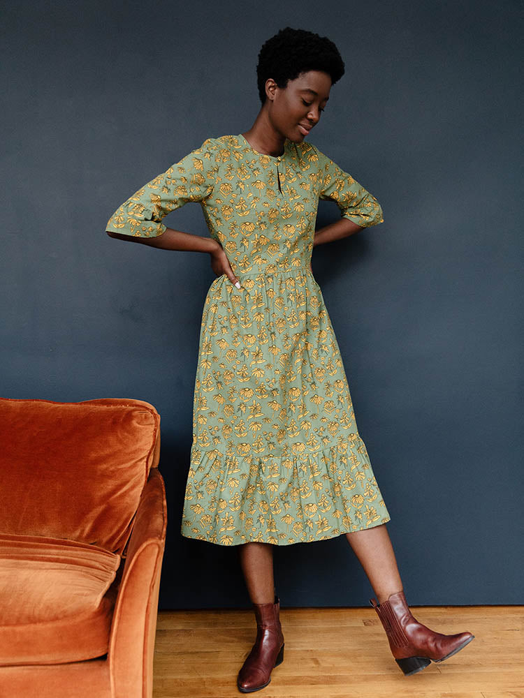 Rachelle Midi Dress - Green Floral - Image 1