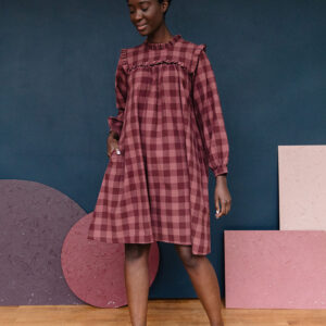 Soleil Long Sleeve Dress - Plum Gingham - Image 3