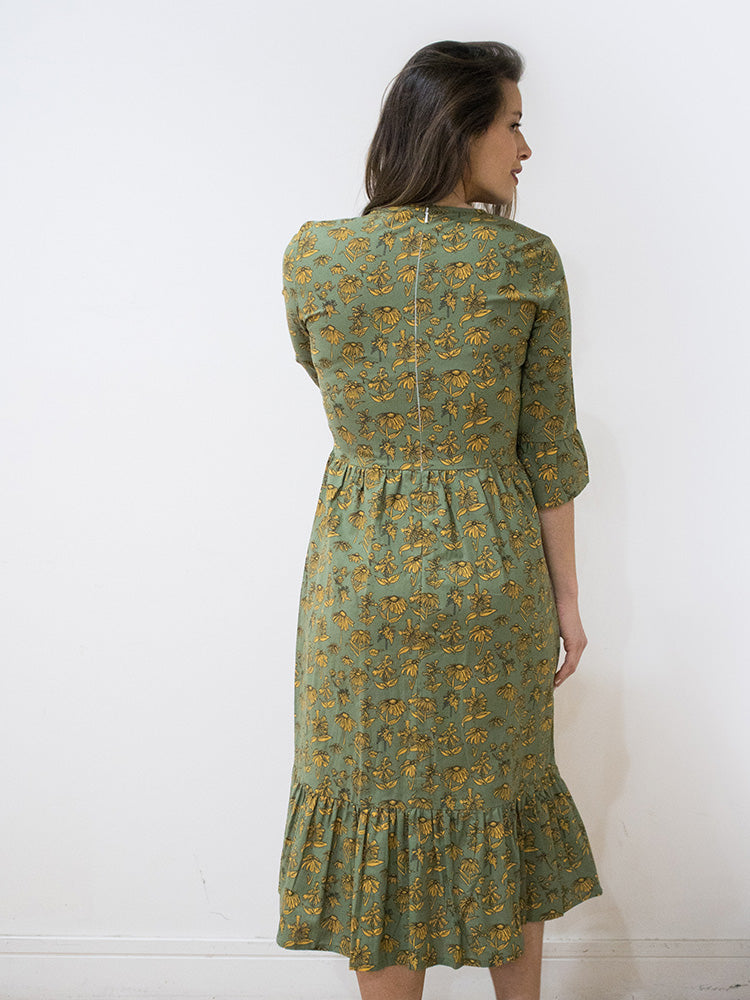 Rachelle Midi Dress - Green Floral - Image 4