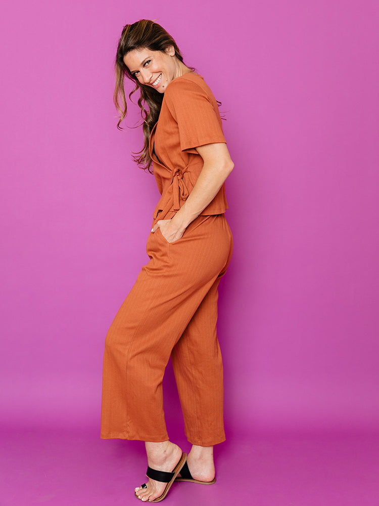 Fae Wide Leg Pant- Sandstone Rib Knit - Image 2