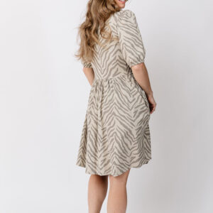 Inez Bubble Sleeve Dress - Savanna Stripe - Image 4