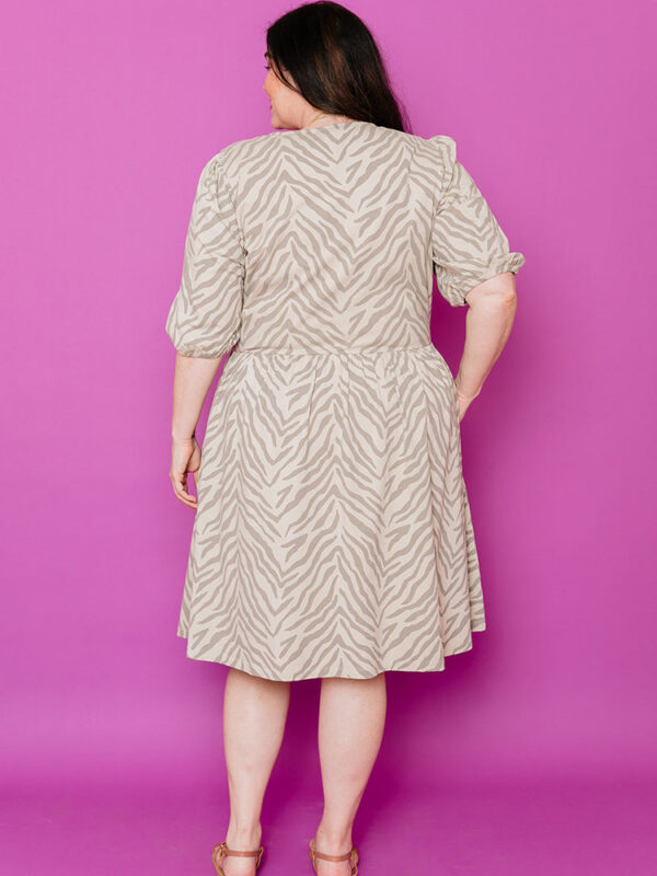 Inez Bubble Sleeve Plus Size Dress - Savanna Stripe - Image 4