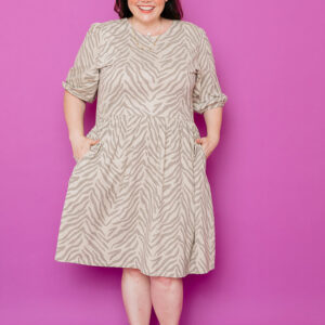 Inez Bubble Sleeve Plus Size Dress - Savanna Stripe - Image 1