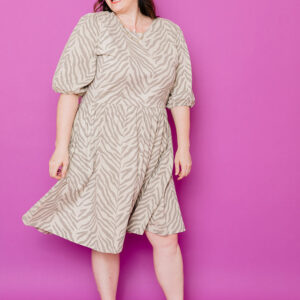 Inez Bubble Sleeve Plus Size Dress - Savanna Stripe - Image 2