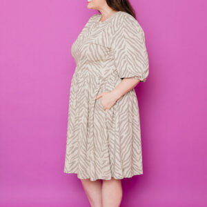 Inez Bubble Sleeve Plus Size Dress - Savanna Stripe - Image 3