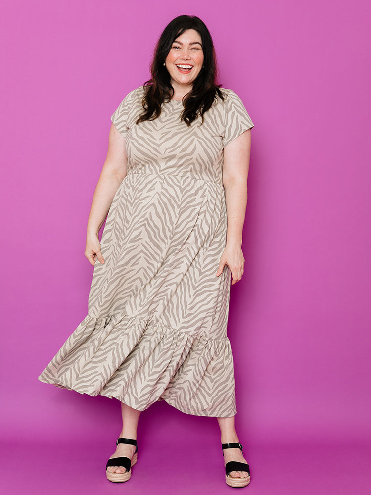 Randi Plus Size Midi Dress - Savanna Stripe - Image 1