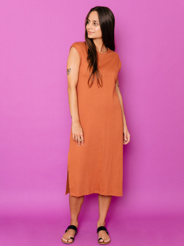 Sasha Shift Dress - Sandstone Rib Knit - Image 2