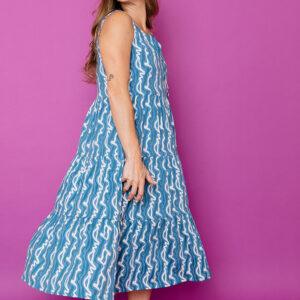 Thais Tiered Sleeveless Dress - Blue Samudra - Image 1