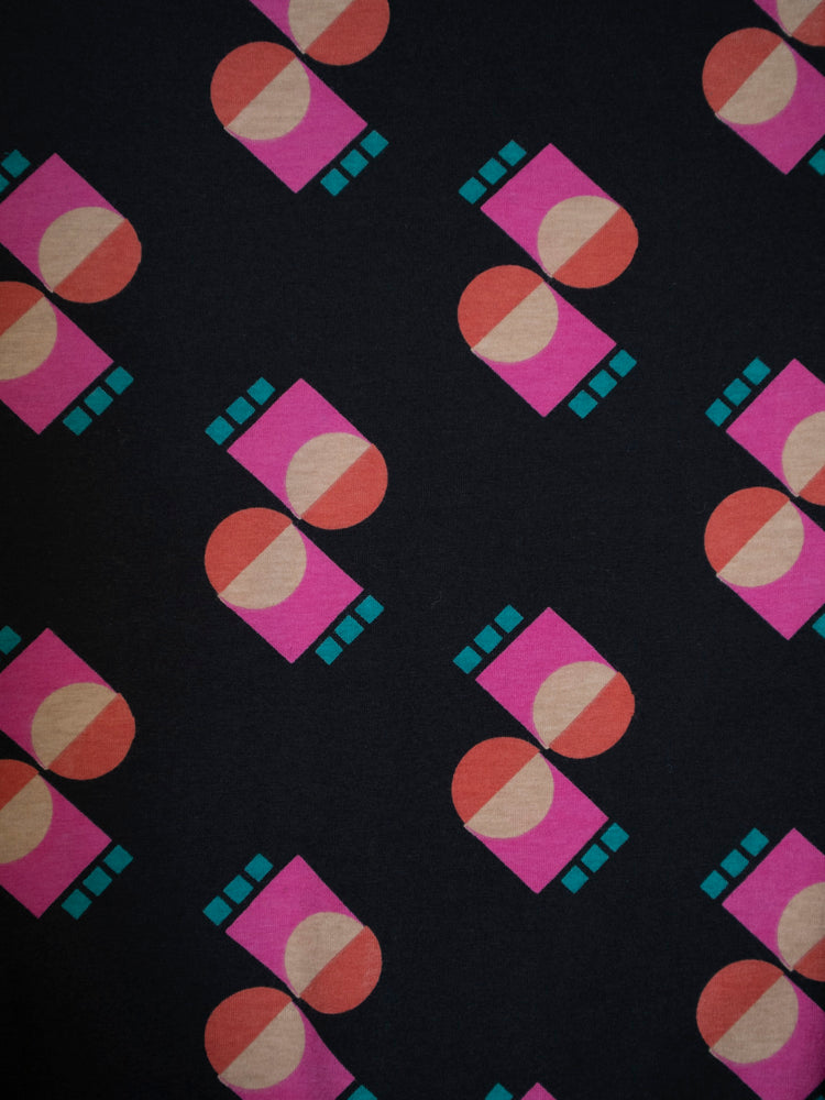 Abby Long Sleeve Plus Size Dress - Memphis Shapes Black - Image 5