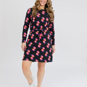 Abby Long Sleeve Dress - Memphis Shapes Black - Image 1