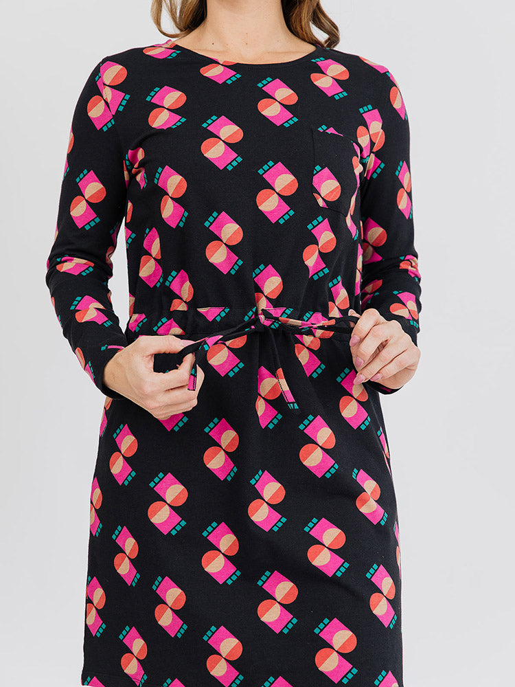 Abby Long Sleeve Dress - Memphis Shapes Black - Image 4