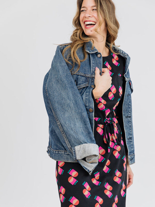 Abby Long Sleeve Dress - Memphis Shapes Black - Image 3