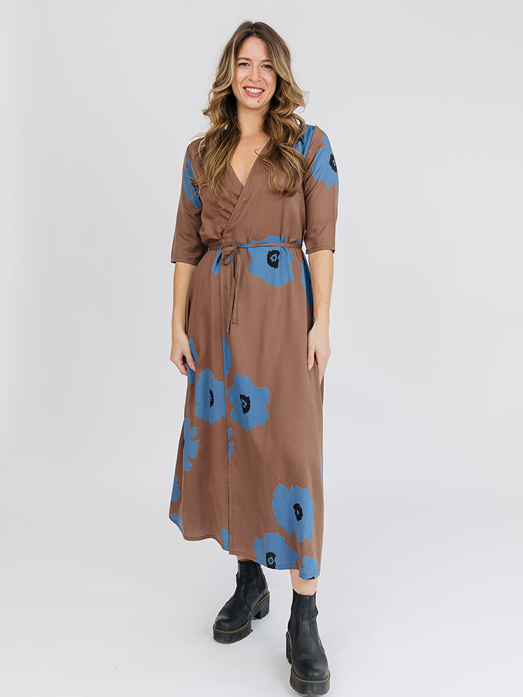 Aditi Wrap Dress - Dark Oak - Image 4