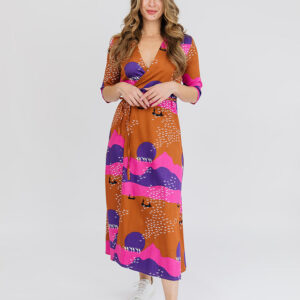 Aditi Wrap Dress - Sunset Spice Plum - Image 3