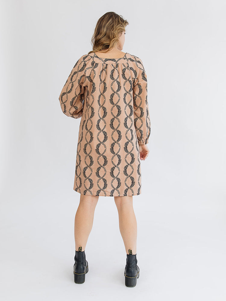 Alexis Long Sleeve Mini Dress - Vine Twist Sand - Image 4