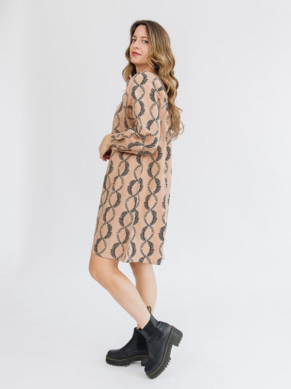 Alexis Long Sleeve Mini Dress - Vine Twist Sand - Image 3