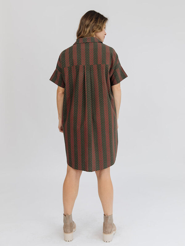 Chennai Mini Dress - Chevron Fern Red - Image 3