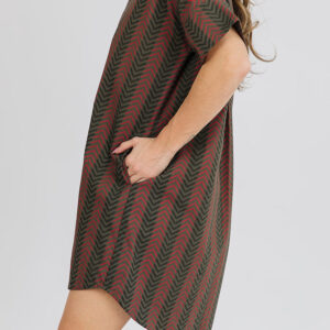 Chennai Mini Dress - Chevron Fern Red - Image 2