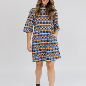 Eve Dress - Circle Stripe Blue - Image 5