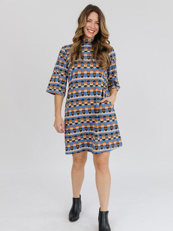 Eve Dress - Circle Stripe Blue - Image 5