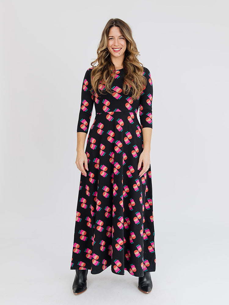 Mumbai Maxi Dress  - Memphis Shapes Black - Image 2