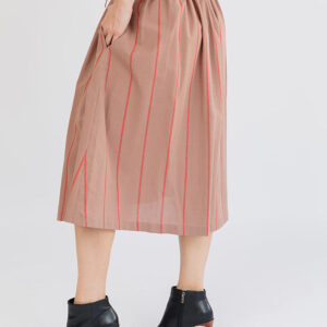 Mya Drawstring Midi Skirt - Cocoa Stripe - Image 1