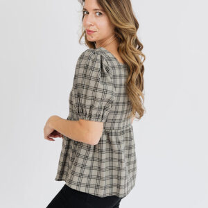 Nico Babydoll Top - Cement Plaid - Image 3