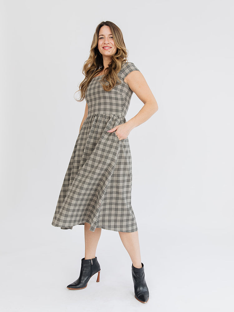 Rupi Midi Dress - Cement Plaid - Image 4