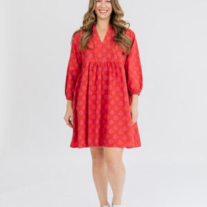 Sohla Mini Dress - Floral Stamp Red - Image 1