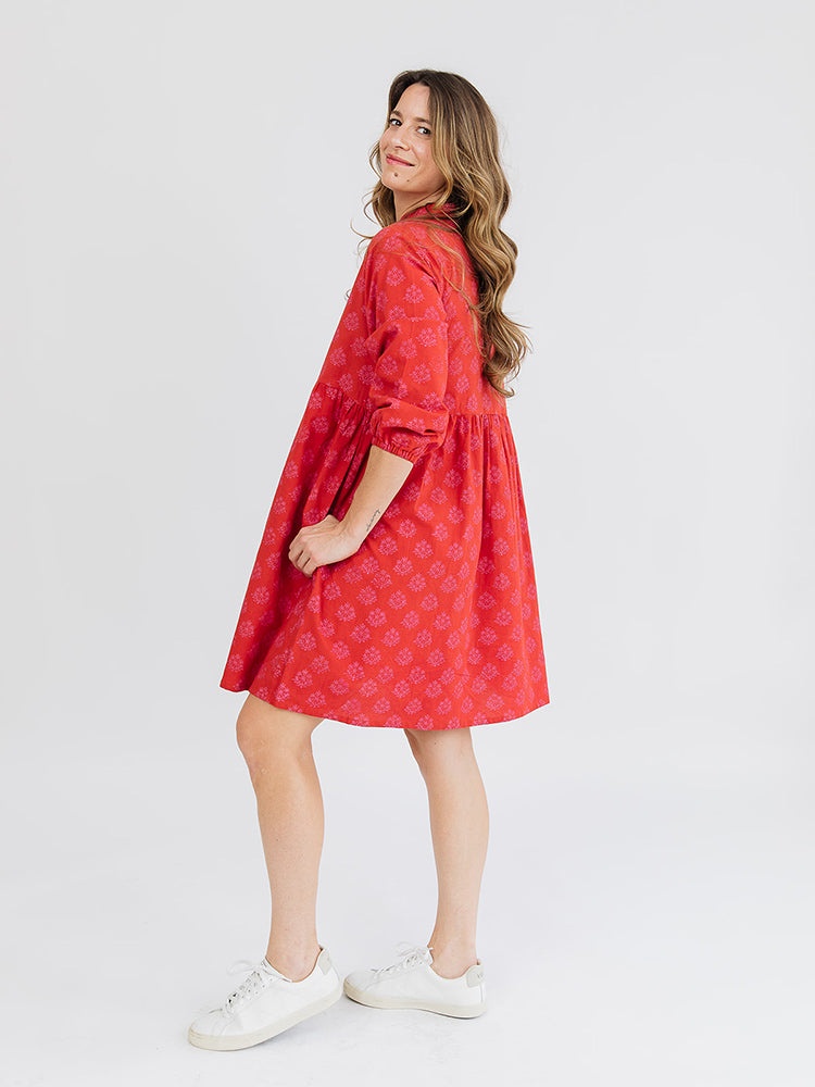 Sohla Mini Dress - Floral Stamp Red - Image 3