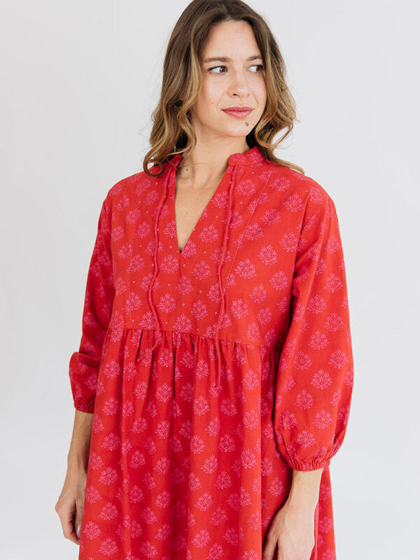 Sohla Mini Dress - Floral Stamp Red - Image 2