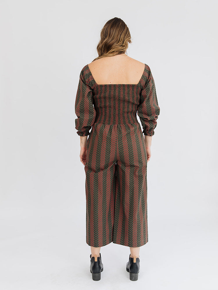 Theodora Jumpsuit - Chevron Fern Red - Image 8