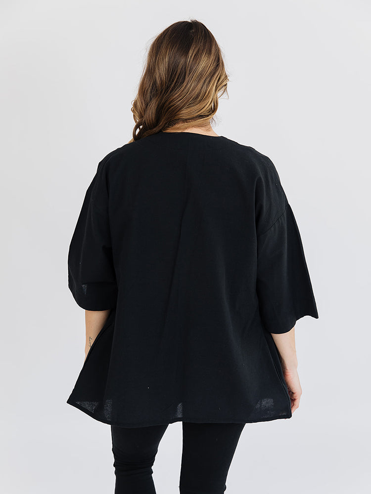 Tie Front Jacket - Black - Image 3