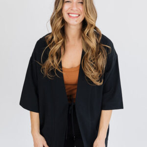 Tie Front Jacket - Black - Image 1