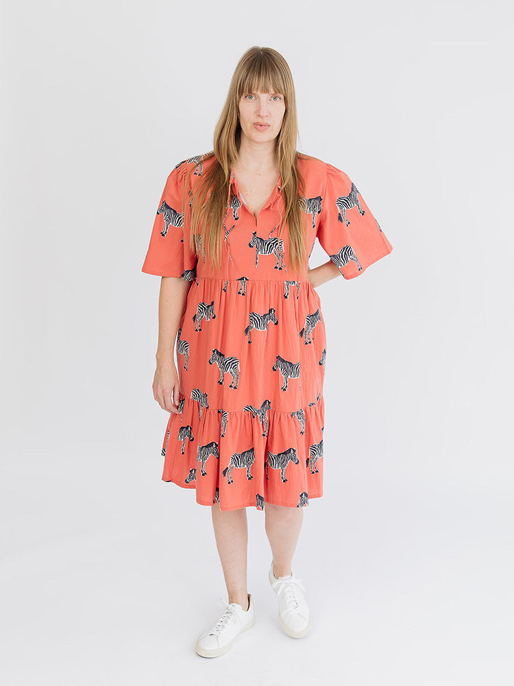 Adelaide Tiered Mini Dress - Zebra Bright Berry - Image 2