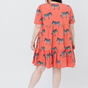 Adelaide Tiered Plus Size Mini Dress - Zebra Bright Berry - Image 2