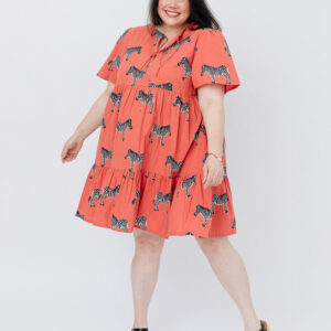 Adelaide Tiered Plus Size Mini Dress - Zebra Bright Berry - Image 1