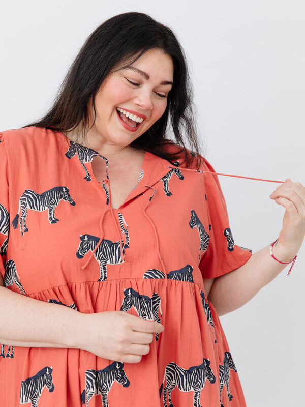 Adelaide Tiered Plus Size Mini Dress - Zebra Bright Berry - Image 5