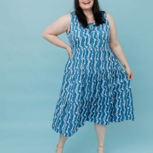 Thais Tiered Plus Size Sleeveless Dress - Blue Samudra - Image 2
