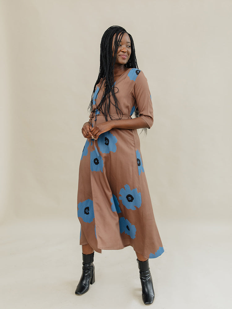 Aditi Wrap Dress - Dark Oak - Image 6