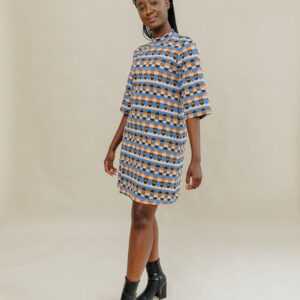 Eve Dress - Circle Stripe Blue - Image 2