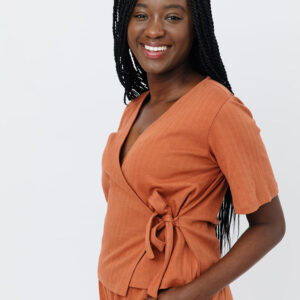 Marley Boxy Wrap Top - Sandstone Rib Knit - Image 1