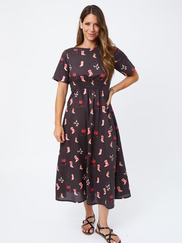 Artsy Traveler Short Sleeve Midi Dress - Two Step Dusk - Image 4
