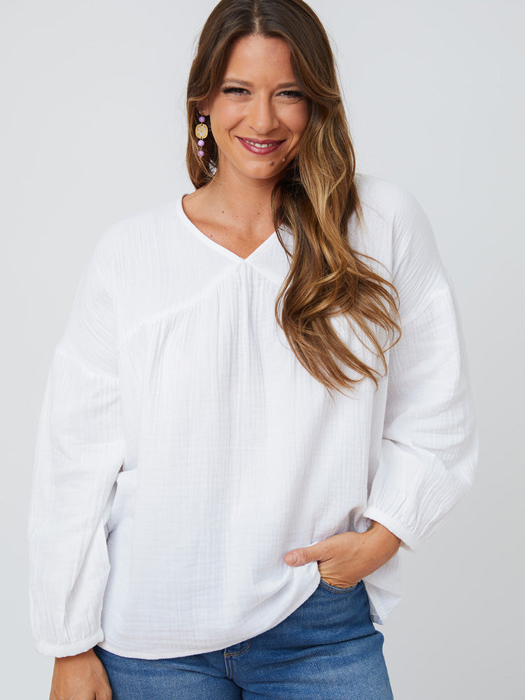 Fiona Blouse - White Gauze - Image 1