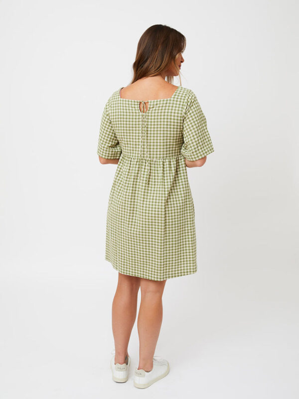 Nico Short Sleeve Mini Dress - Sage Gingham - Image 6