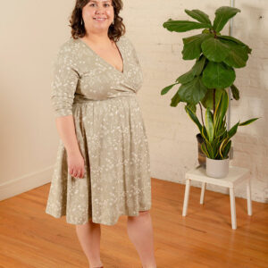 Callie 3/4 Sleeve Plus Size Wrap Dress - Field Taupe - Image 4