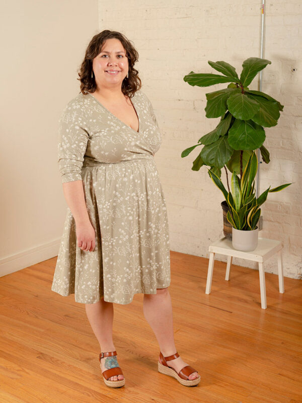 Callie 3/4 Sleeve Plus Size Wrap Dress - Field Taupe - Image 4