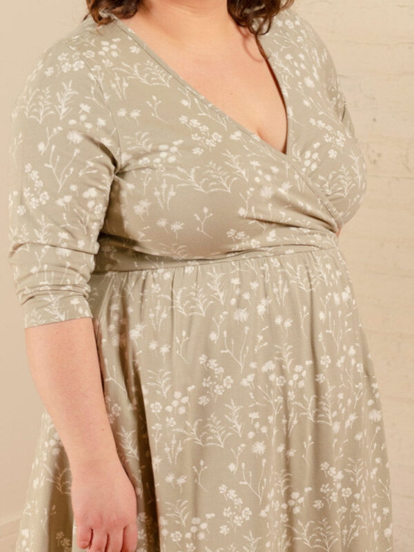Callie 3/4 Sleeve Plus Size Wrap Dress - Field Taupe - Image 3