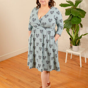 Callie 3/4 Sleeve Plus Size Wrap Dress - Retro Slate - Image 1