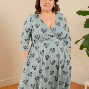 Callie 3/4 Sleeve Plus Size Wrap Dress - Retro Slate - Image 3